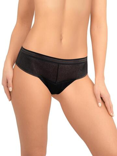 Трусики-бразилиана из кружева с сетчатой структурой (Размер: M) (Цвет: черный)