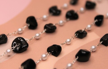 Цепь с натуральным камнем 5-9 мм черный