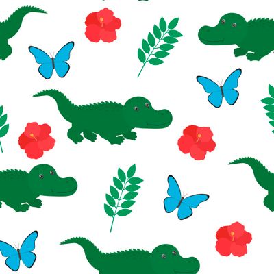 Крокодилы цветы и бабочки