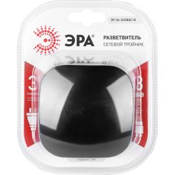 Разветвитель электрический ЭРА SP-3e-3USBAC-B на 3 розетки + 3 USB A+C с заземлением со шторками 16А черный | Тройники