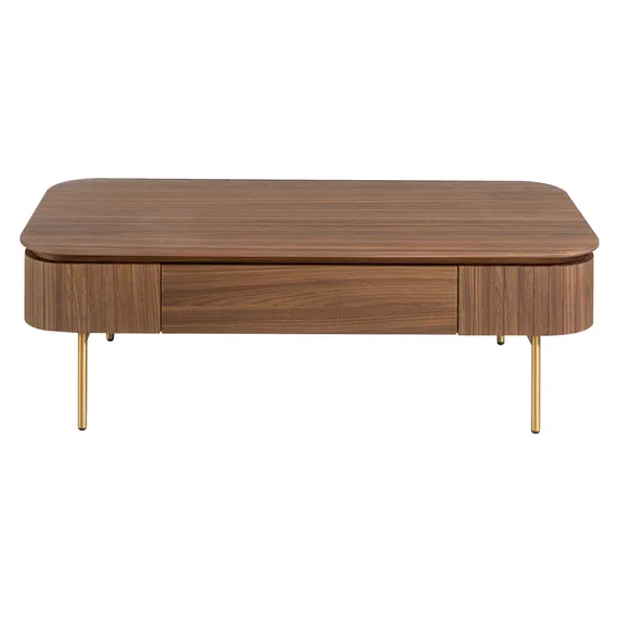 Журнальный столик 2108/413A из орехового дерева и золотистой стали