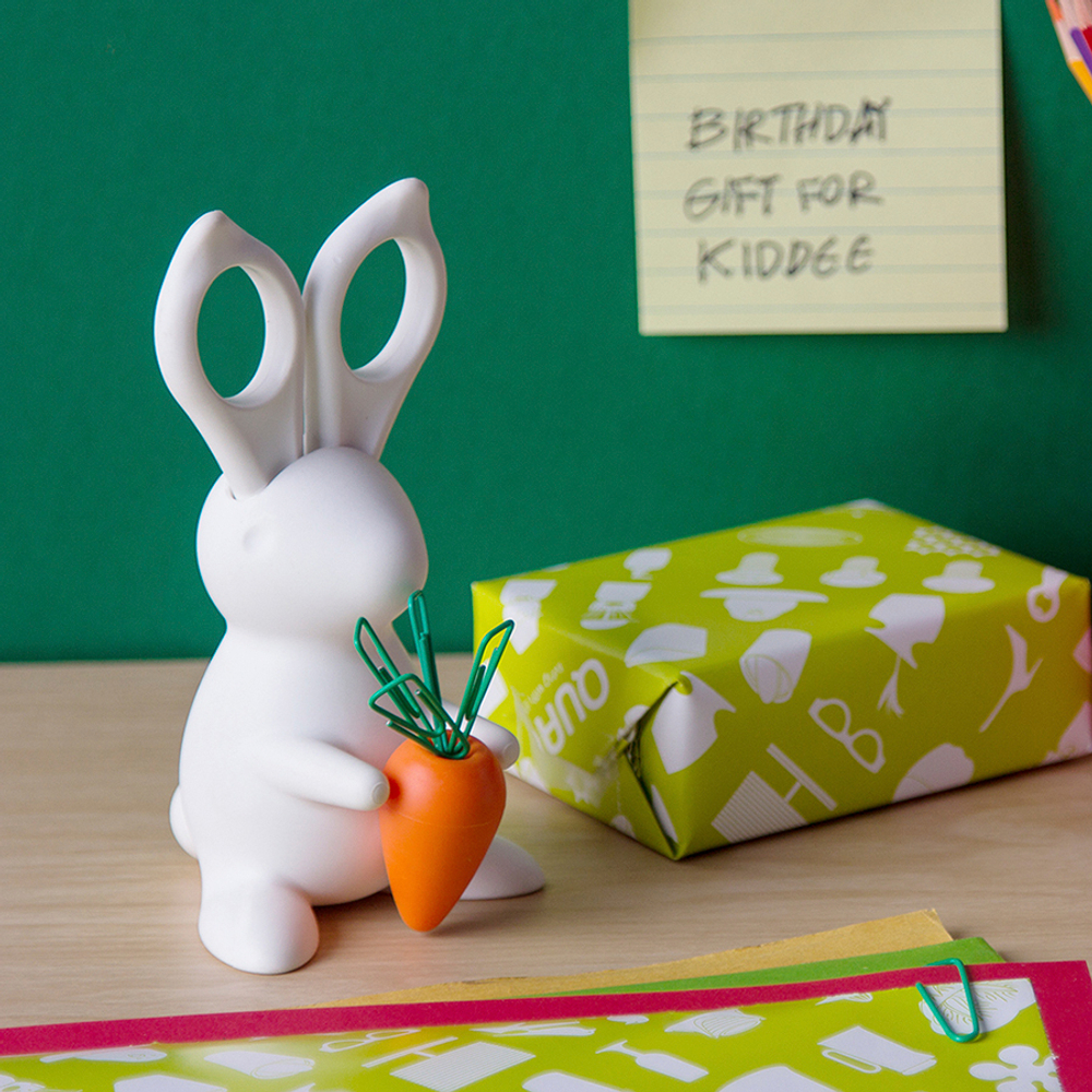 Ножницы+магнит со скрепками bunny, белый