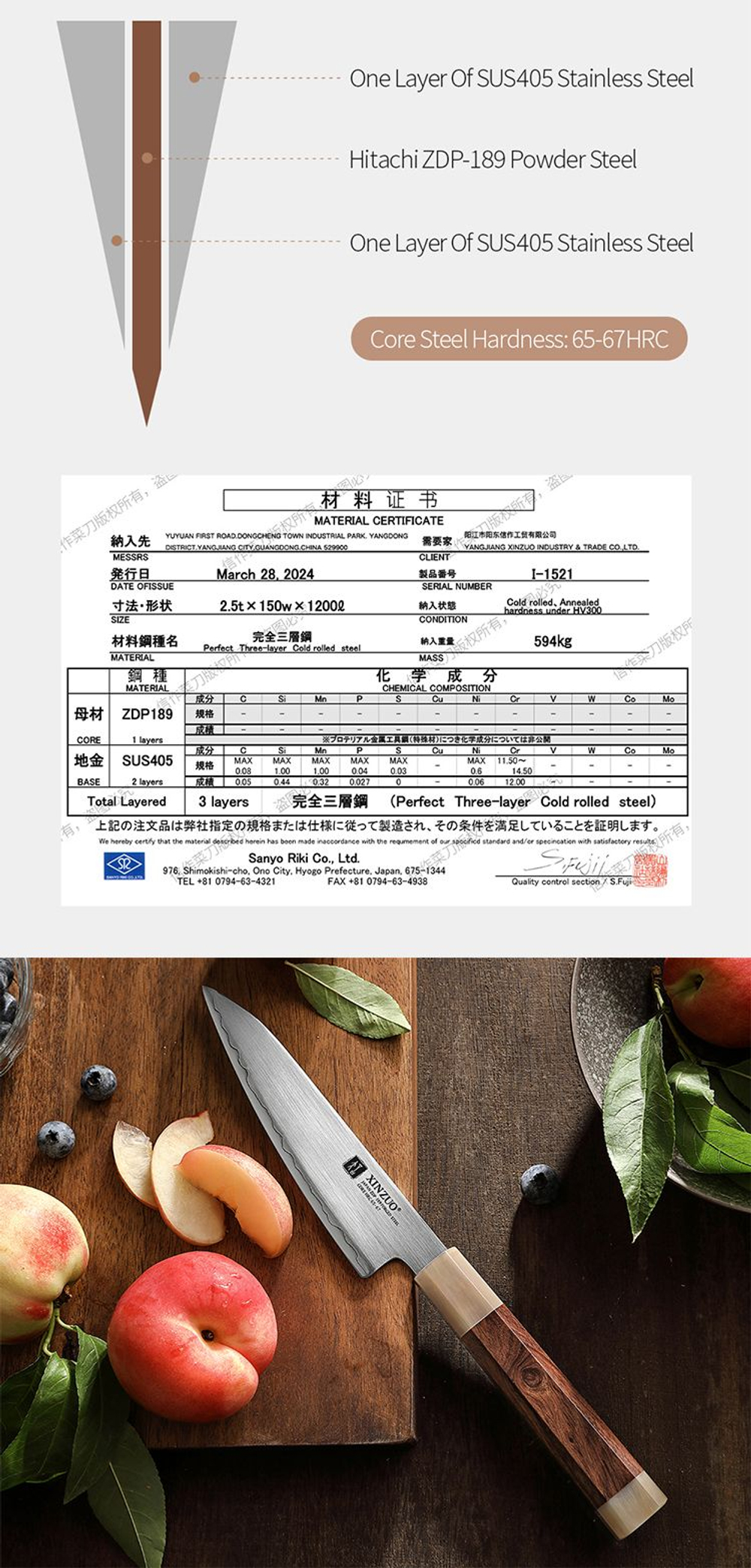 Кухонный нож Xinzuo X05Z Utility нож 5,5 дюймов клинок ZDP189 рукоять железное дерево и кость, длина лезвия 14 см