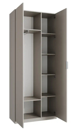 Шкаф распашной Валенсия 2-х дверный, серо-коричневый