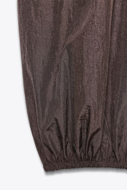 ZARA БРЮКИ-ШАРОВАРЫ ИЗ НЕЙЛОНА, ТЕМНО-КОРИЧНЕВЫЙ