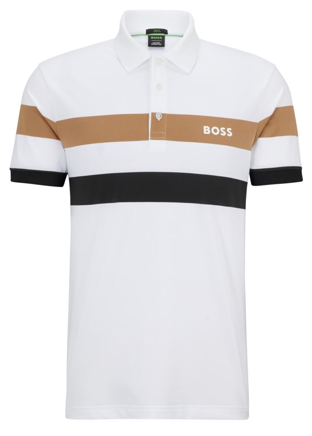 Мужское теннисное поло BOSS x Matteo Berrettini Slim-fit Striped Polo Shirt - white