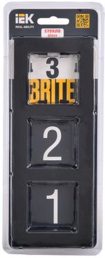 BRITE Рамка 3 -местная РУ-3-2-БрЧ стекло черный IEK