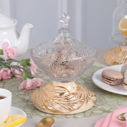 Сахарница стеклянная с крышкой Боа Айвори