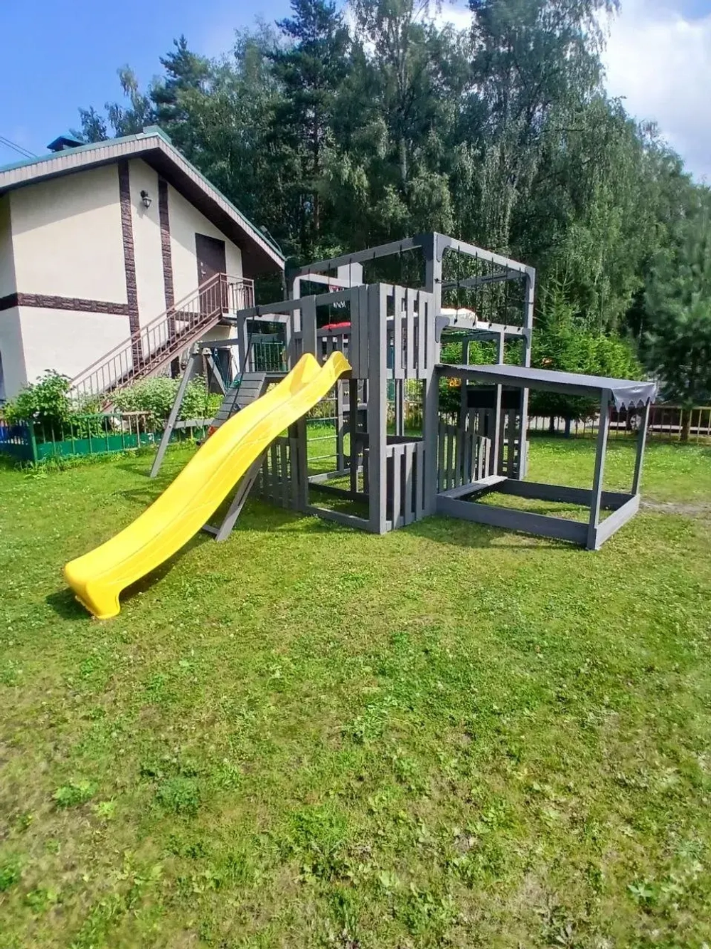 Детская площадка Савушка КУБ-5 (Серый) с подушками