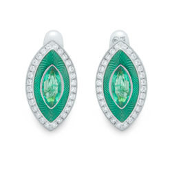 Серьги с Изумрудом и Бриллиантами, Эмаль, E0084-11/1