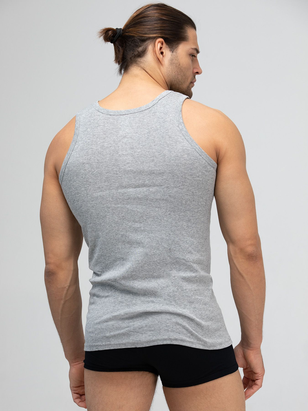 Уютная мужская майка в мелкий рубчик (Размер: 4X) (Цвет: серый)