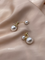 Золотистые серьги-трансформеры с жемчужинами