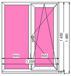 Пластиковое окно 1450 х 1200 ТермА Эко