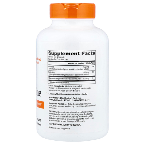 Doctor's Best, глюкозамин, 180 капсул (750 мг в 1 капсуле)
