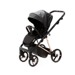 Детская универсальная коляска Adamex Quantum Star Deluxe Q-STAR101 (2в1) Черная экокожа, роз. золото