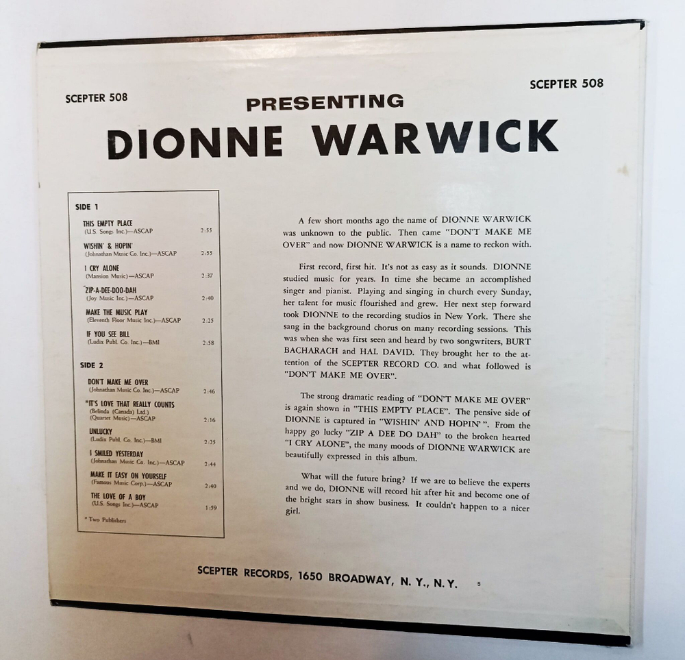 Винтажная виниловая пластинка LP Dionne Warwick Presenting Dionne Warwick (USA 1971)
