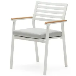 Bona Уличный стул из алюминия в белой отделке и массива тикового дерева