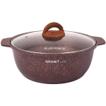 Кастрюля-жаровня 5л диаметром 28см со стекл. крышкой, АП линия «Granit ultra» (red)