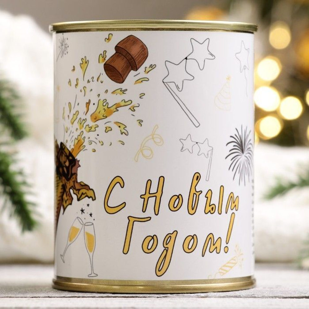 Набор в консервной банке «Игристого нового года!»: мыло и мочалка