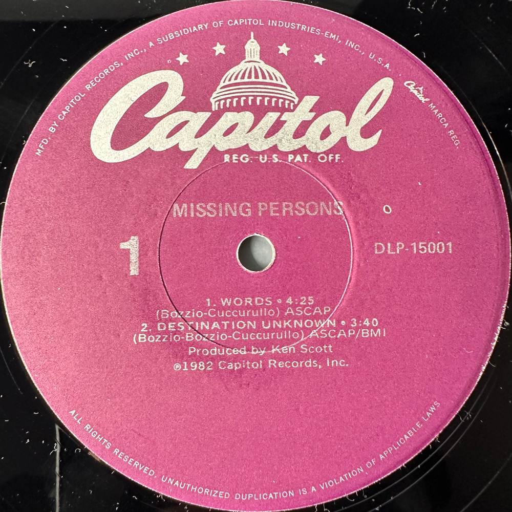 Missing Persons ‎– Missing Persons (США 1982г.)
