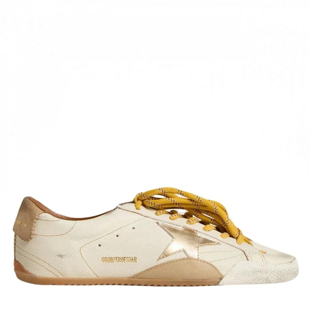 Кеды GGDB True-Star in White Nappa Leather With Gold Star and Beige Suede Heel Tab