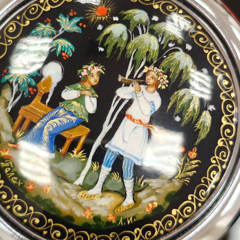 Двустворчатое карманное зеркало "Парочка" (худ. Марова).