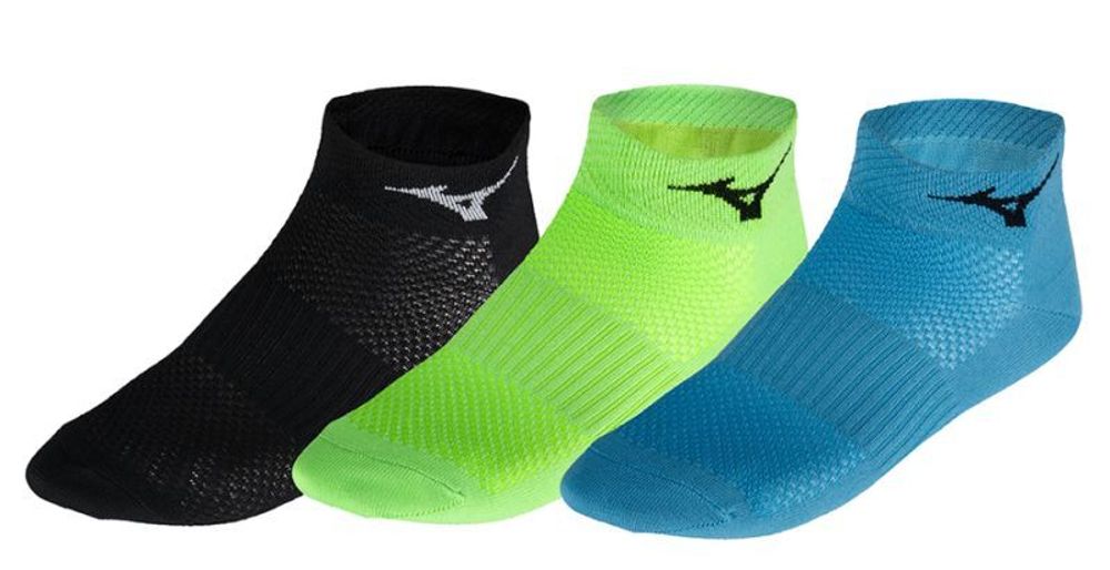 Теннисные носки Mizuno DryLite Training Mid 3P - black/light green/maui blue