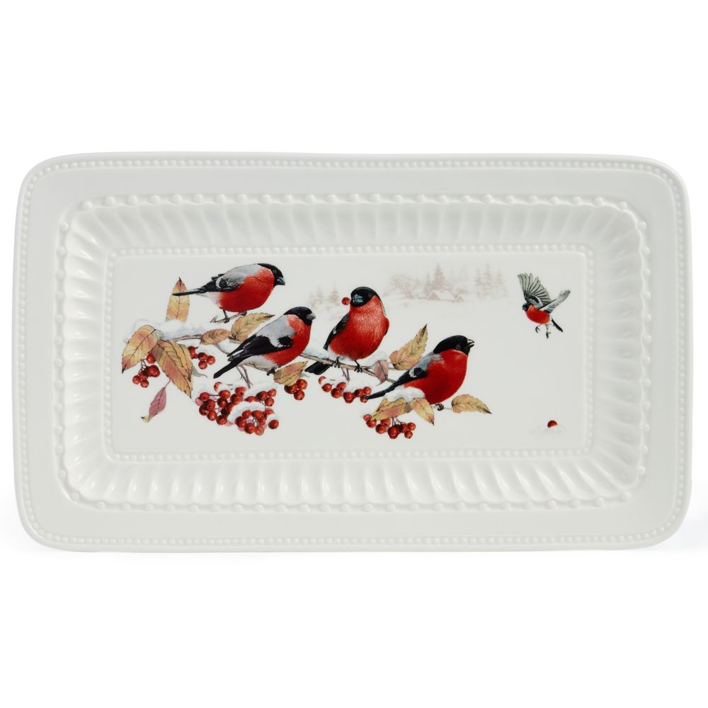 БЛЮДО LEFARD "ЛЕСНАЯ СКАЗКА" 30 СМ ПРЯМОУГ. СНЕГИРИ (КОР=16ШТ.)