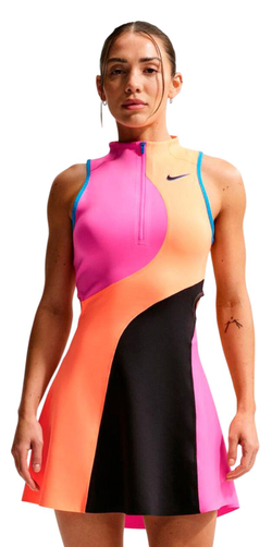 Теннисное платье Nike Court Slam Dri-FIT Tennis - laser fuchsia/atomic orange/black/black