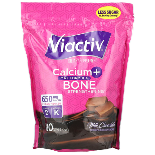 Viactiv, кальций для укрепления костей, Max Formula, со вкусом молочного шоколада, 180 жевательных таблеток