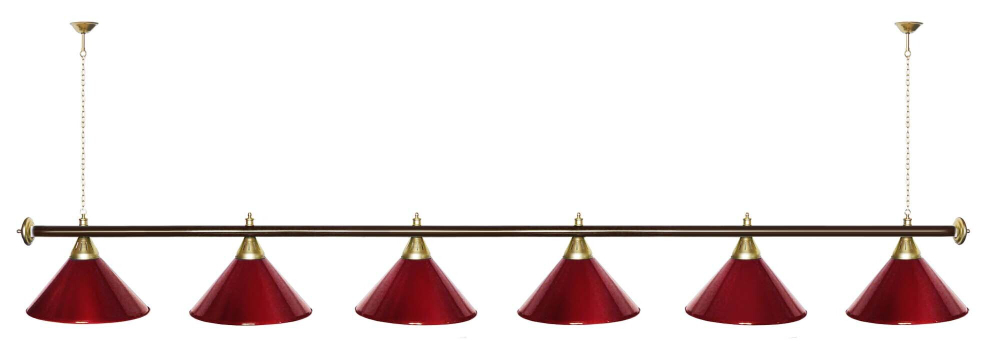 Лампа STARTBILLIARDS 6 пл. (плафоны зеленые,штанга зеленая,фурнитура золото)