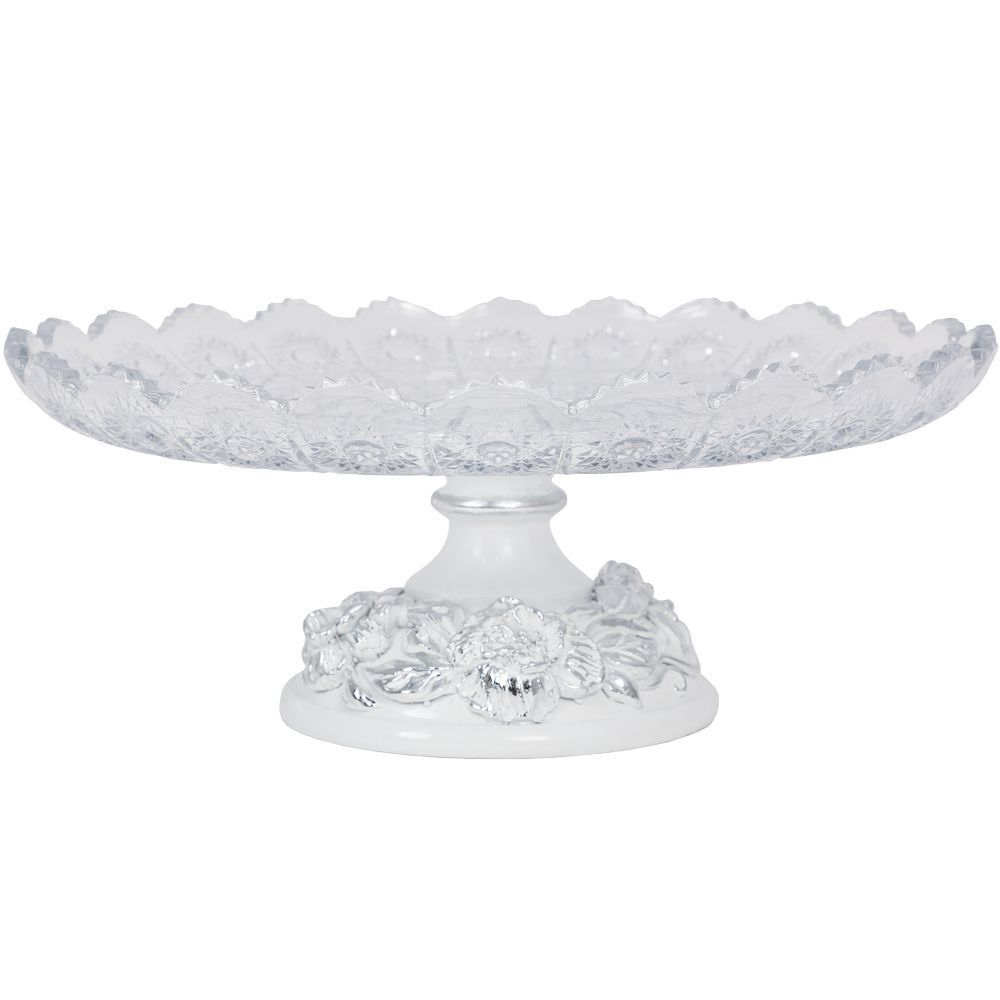 Фруктовница Лето Белая со стеклянной чашей