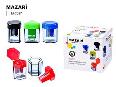 Точилка 1отв. "Vary" с контейнером, 4 дизайна (Mazari)