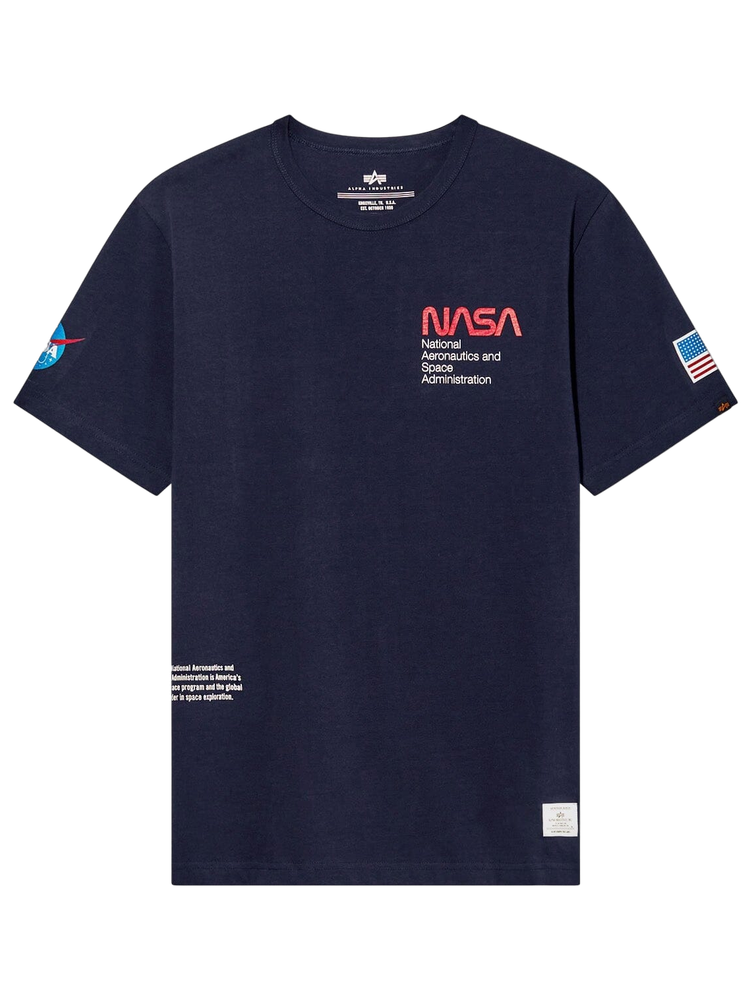 Футболка Alpha Industries Nasa Worm Logo Tee Rep. Blue