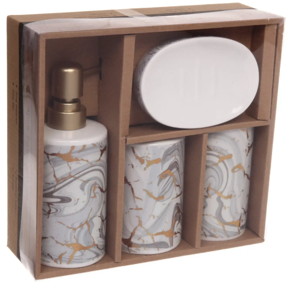 Набор для ванной из 4-х предметов керамический «Петра» серый