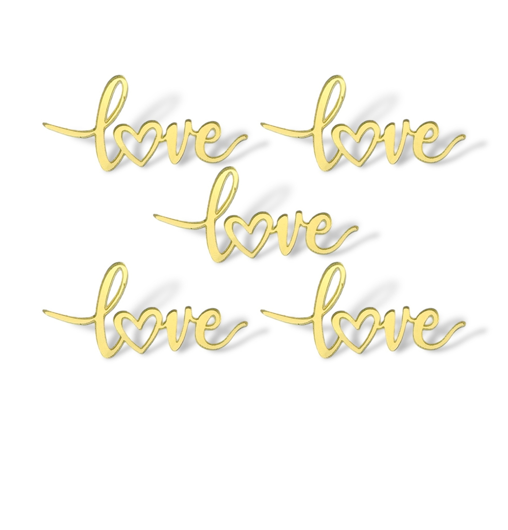 Топпер Мини надпись  "love" мини (5шт в упак) акрил золото