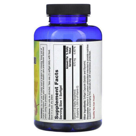 Витамин Е Nature's Life, Витамин E, 670 мг (1000 МЕ), 100 мягких таблеток
