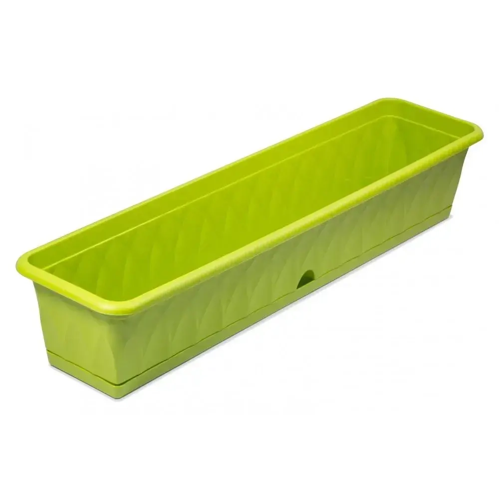 Ящик для растений Сиена 93см с поддоном зеленый (комплект 5 шт)