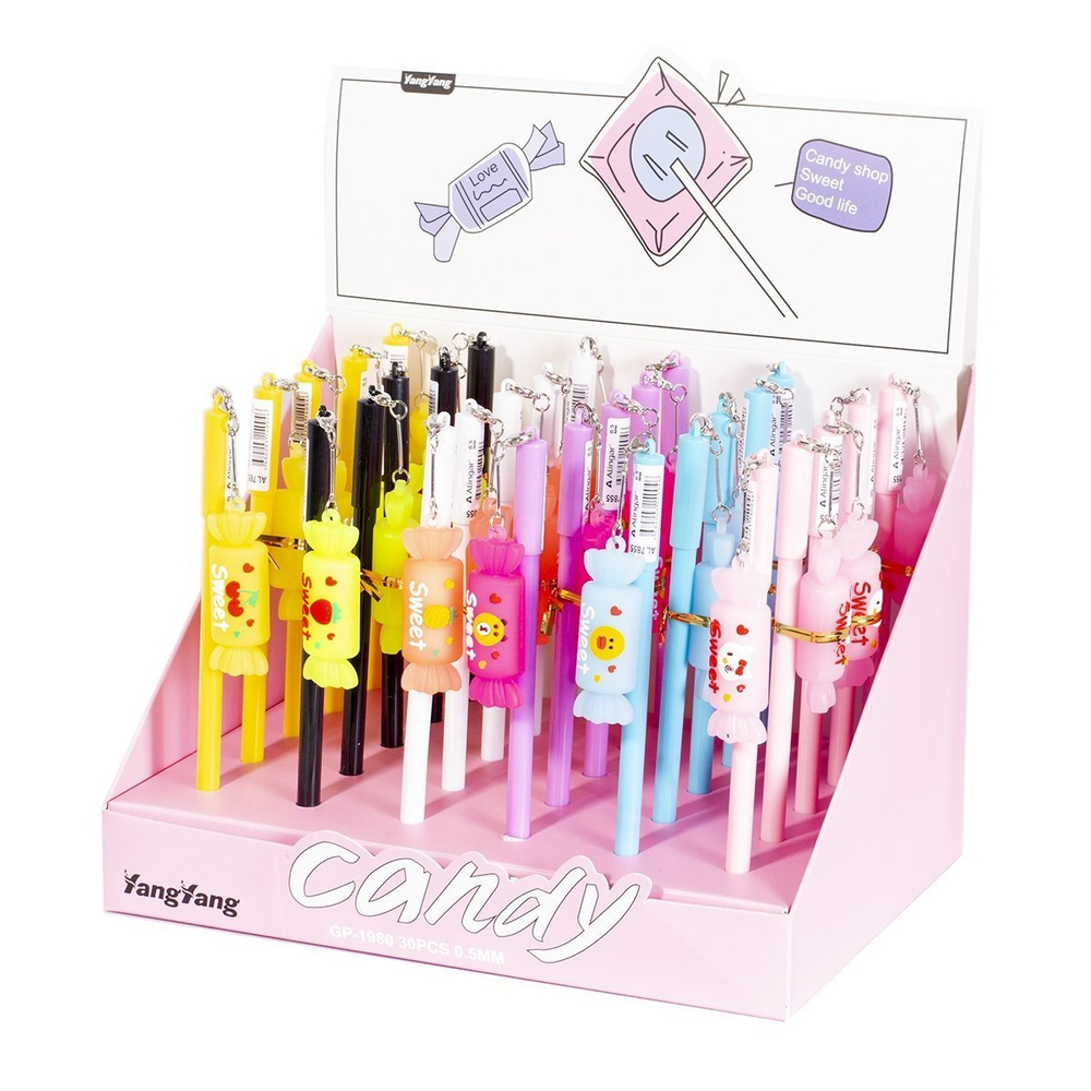 Ручка гелевая Alingar "Конфетка", 0,5 мм, синяя, игольчатый наконечник, круглый цветной пластиковый корпус, карт. уп.