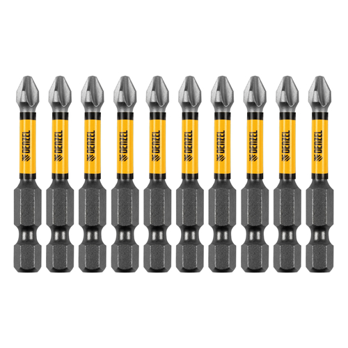 Бита IMPACT, PH2x50 мм, лазерная обработка шлица, сталь S2, 10 шт., Е 6,3 Denzel