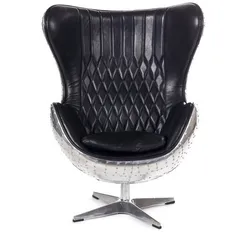 Кресло Egg Aviator, черная кожа