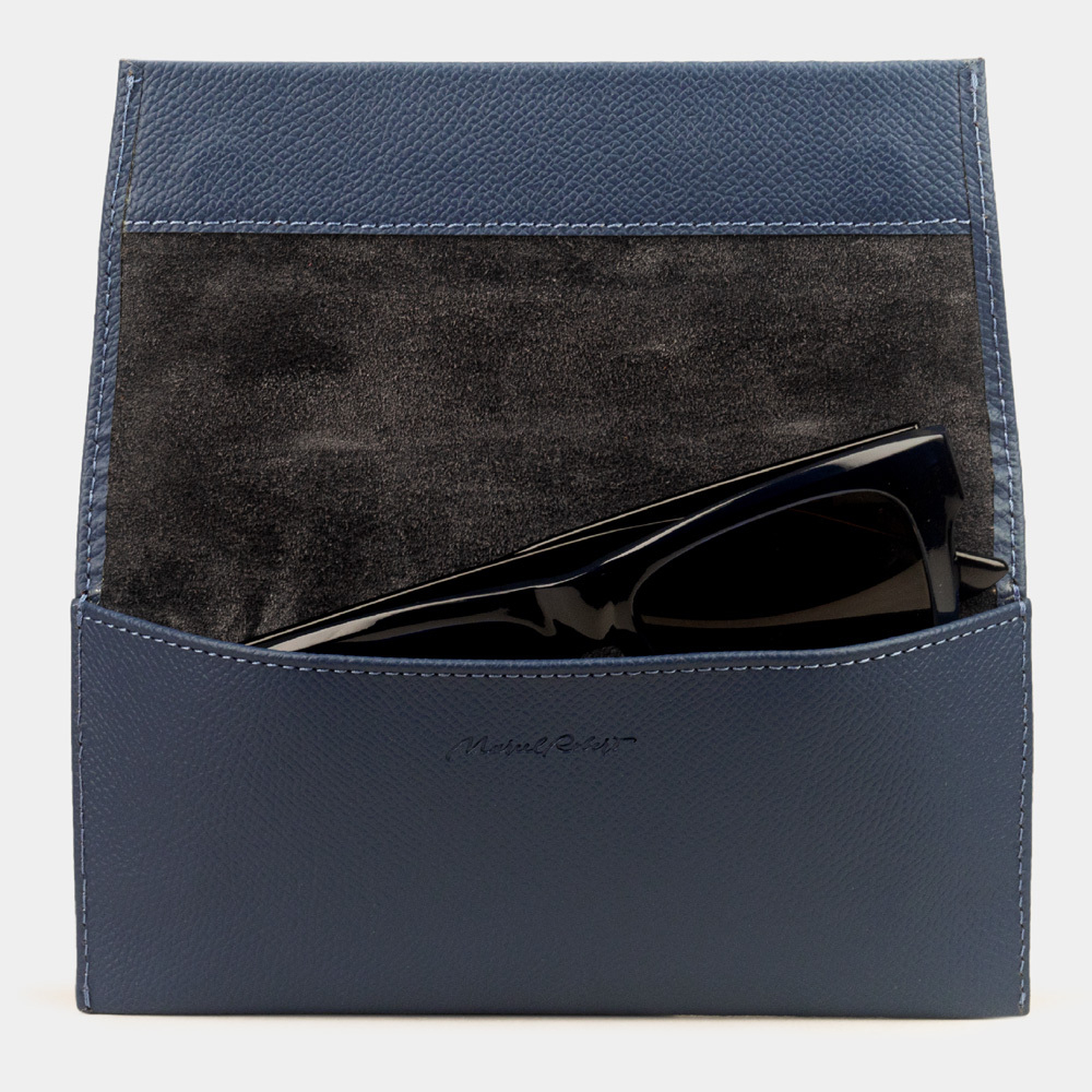 Футляр для очков Lentille из кожи сафьяно, синего цвета