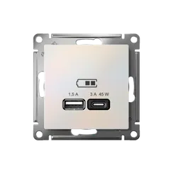 Розетка USB AtlasDesign тип A+C 45Вт QC PD высокоскор. ЗУ механизм жемчуж. SE ATN000429