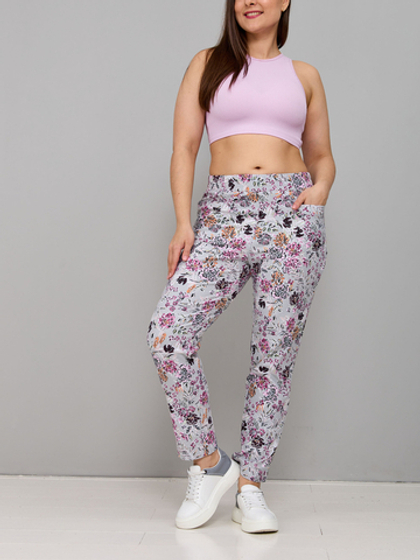 Брюки Бдж-029/серый-бордоцветы