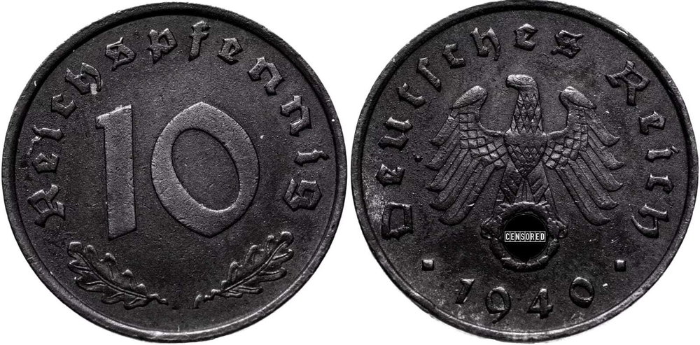 Германия - Третий рейх 10 рейхспфеннигов, 1940-1945 XF