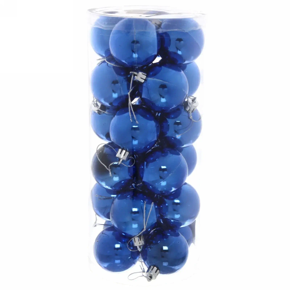 Новогодние шары 7 см (набор 24 шт) «Глянец», синий