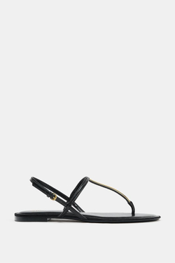 ZARA САНДАЛИИ С МЕТАЛЛИЧЕСКОЙ АППЛИКАЦИЕЙ, ЧЕРНЫЙ