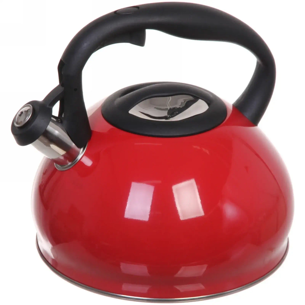 Чайник из нержавеющей стали 3,2 л «Глянец» со свистком, красный