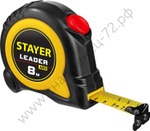 STAYER Leader, 8 м х 25 мм, рулетка с автостопом, Professional (3402-08-25)