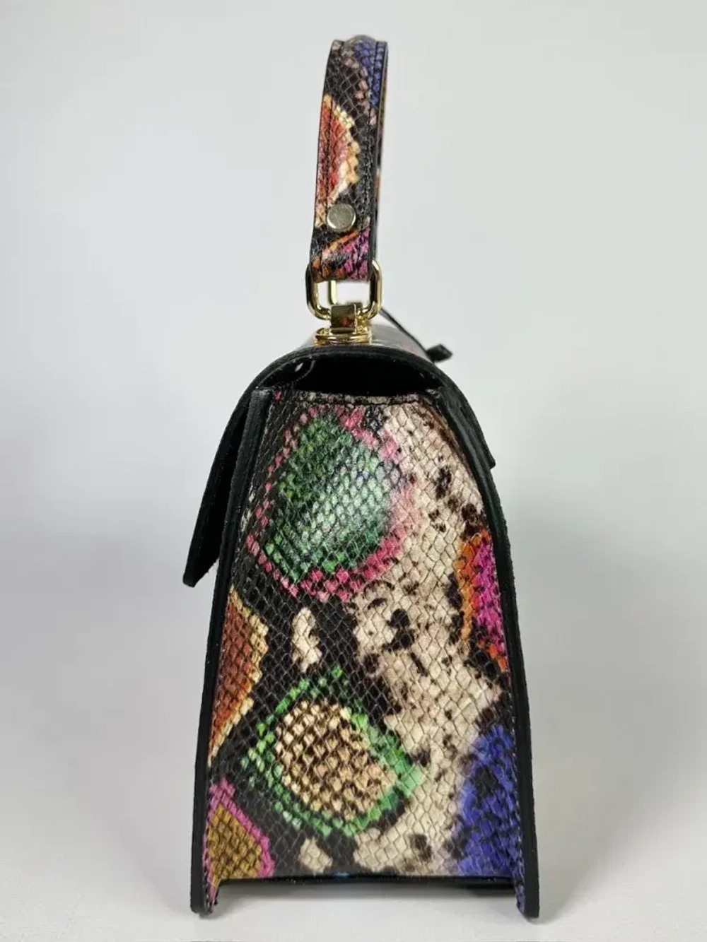 Женская разноцветная сумка из натуральной кожи